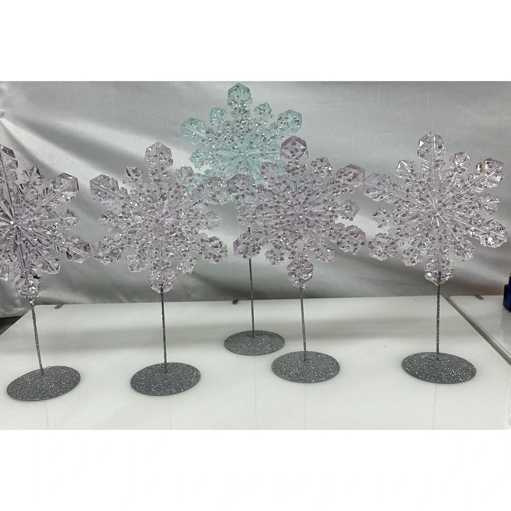 Decorative snowflakes with plastic and rhinestones party,Christmas NY Set of 5